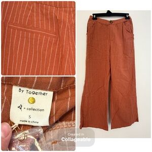 NWT By Together sz small dig it pants pin Striped wide leg linen blend Trousers